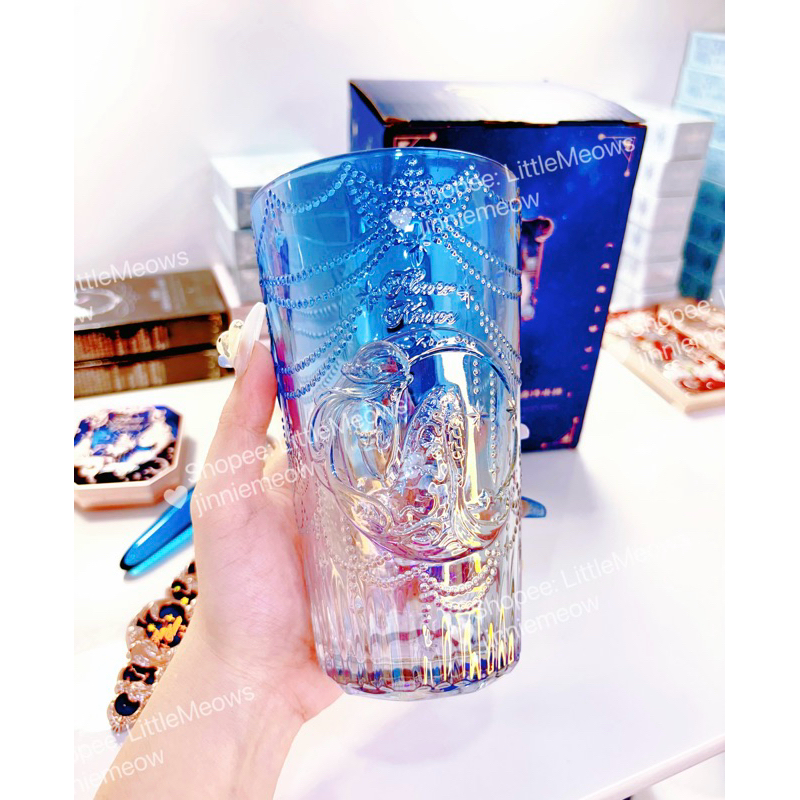 Ly nước Flower Knows Mermaid - Ly cốc Tiên Cá - Ly nước màu sắc gradient, lấp lánh công chúa 450ml