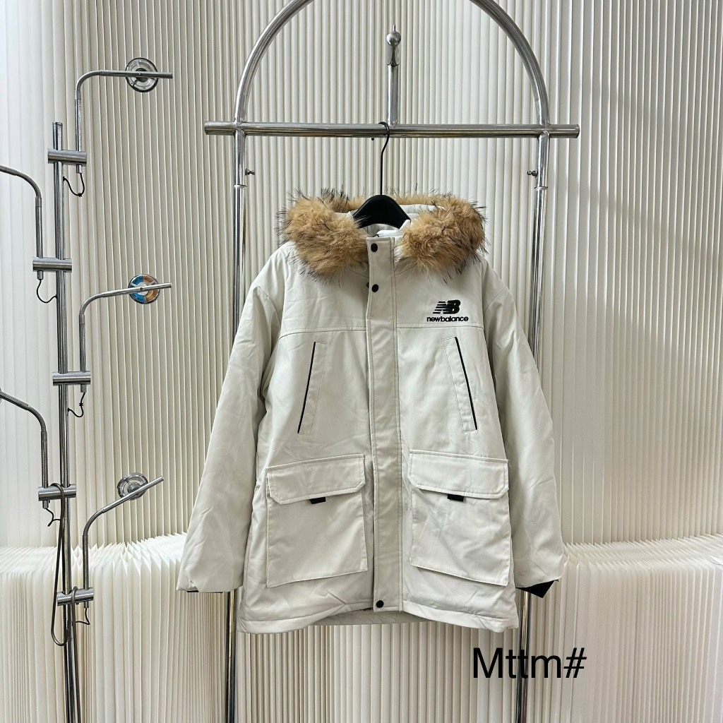Áo khoác nam nữ NewBalance lót lông túi hộp mũ lông giữ ấm vượt trội tránh rét đại hàn phong cách hàn quốc AP13