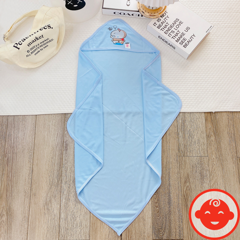 Chăn ủ cotton cho bé có mũ mềm mại