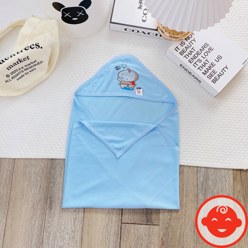 Chăn ủ cotton cho bé có mũ mềm mại