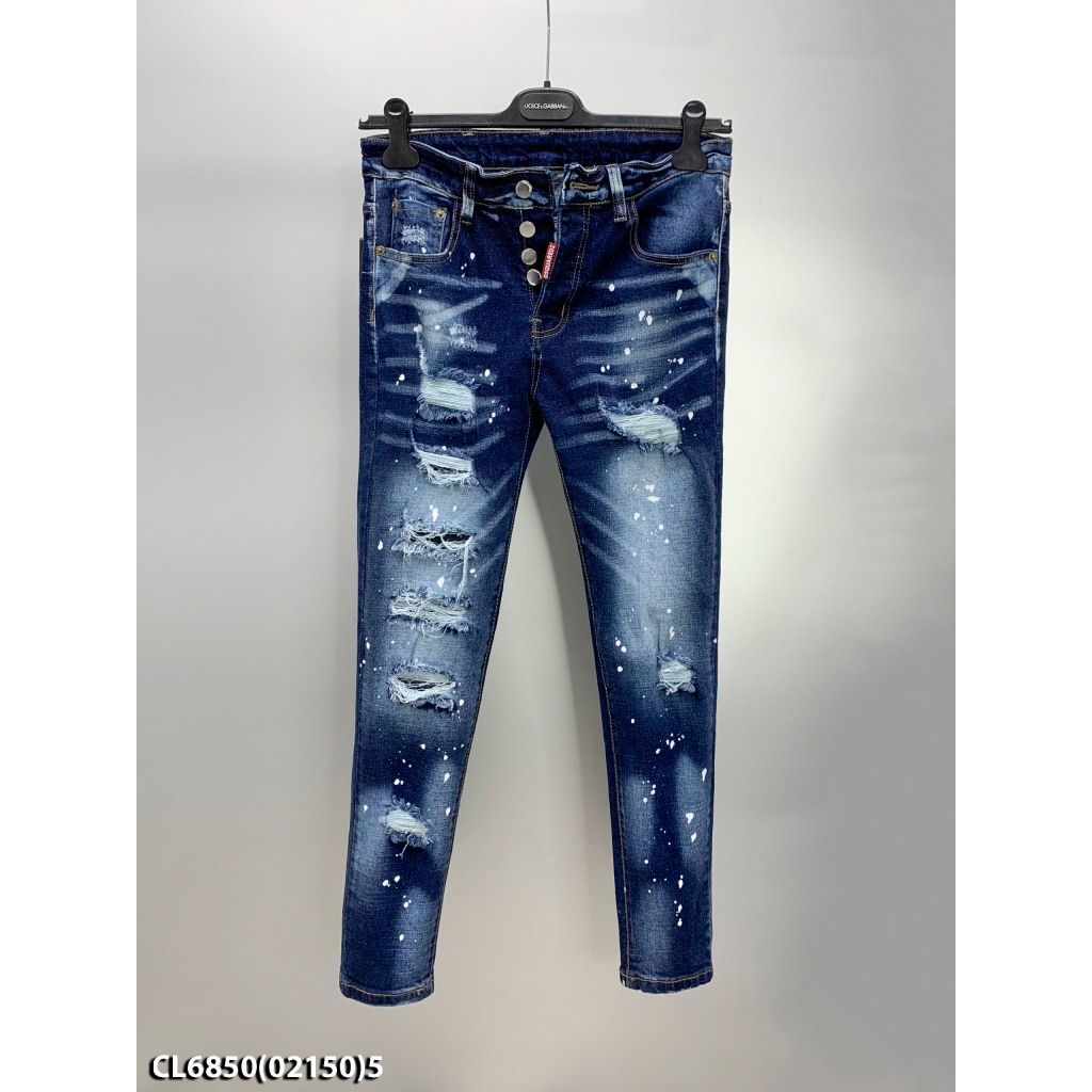 Quần Jeans Nam Amr Xanh Rách Đinh Siêu Hot - Quần Bò Nam Rách Đinh Chất Đẹp
