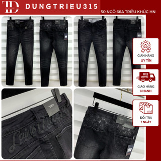 [Ảnh Thật] Quần côn nam đen khóa lệch mẫu đính đá siêu hot_Quần jeans côn nam cao cấp