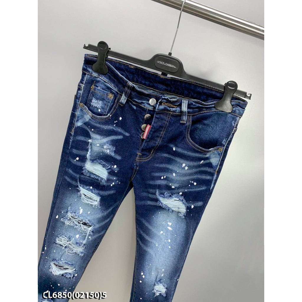 Quần Jeans Nam Amr Xanh Rách Đinh Siêu Hot - Quần Bò Nam Rách Đinh Chất Đẹp