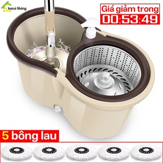 Bộ cây lau nhà 360 độ salay - tự vắt lồng inox - tặng kèm bông lau