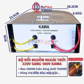 Đổi Nguồn 220V Sang 100V Ngoài Trời Kawa 2000W Dùng Cho Điều Hòa Nhật Dưới 1500W, Biến Áp Tự Ngẫu Cao Cấp - H2Pro Tech