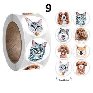 (Nhiều mẫu) Cuộn 500 tem dán cám ơn, hoạt hình, niêm phong, thú cưng dễ thương.