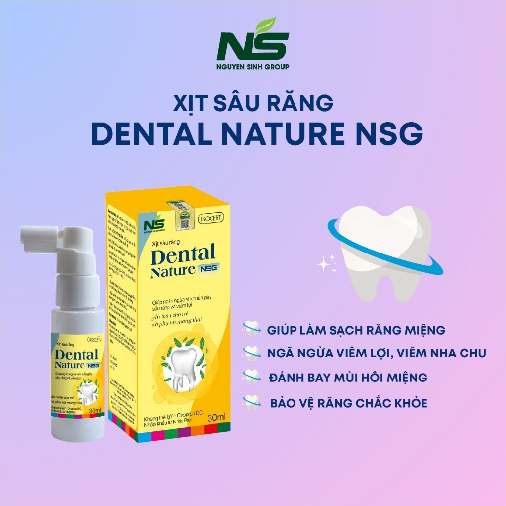 XỊT SÂU RĂNG – DENTAL NATURE NSG Hỗ trợ ngăn ngừa Sâu răng, đau răng, ê buốt răng, nhiệt miệng viêm quanh răng, viêm nha