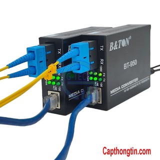 Bộ chuyển đổi quang điện 2 sợi bton bt-950gs-20 10/100/1000mbps chính hãng 20km