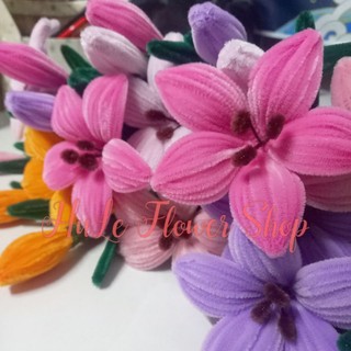 Hoa kẽm nhung Hoa lily bách hợp 5 cánh nhụy đẹp giống thật để chậu decor hule