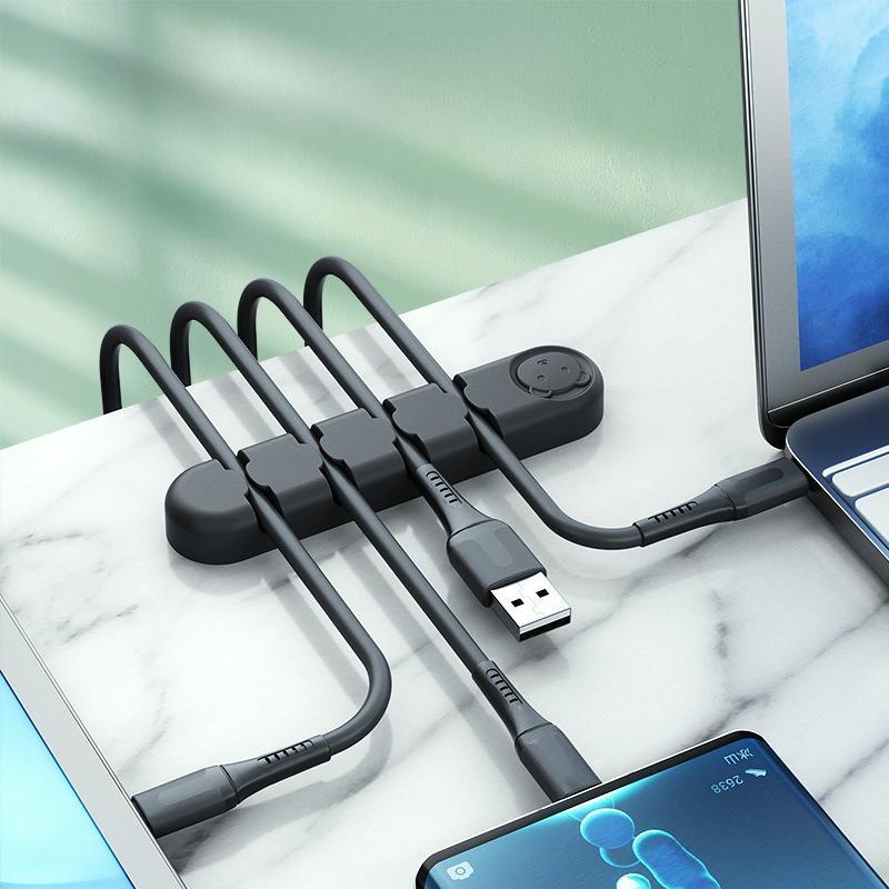 Kẹp cố định dây cáp sạc HSON, miếng dán silicon dụng cụ giá đỡ dây cáp sạc tiện lợi giúp bàn làm việc gọn gàng