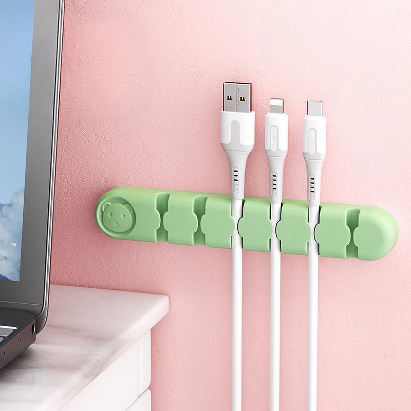 Kẹp cố định dây cáp sạc HSON, miếng dán silicon dụng cụ giá đỡ dây cáp sạc tiện lợi giúp bàn làm việc gọn gàng