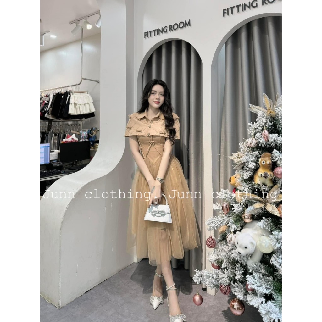 Set Váy Lưới Đính Nơ Tiểu Thơ Xinh Quá Trời