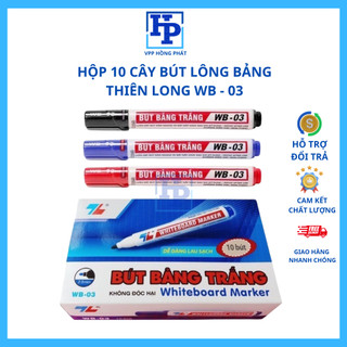 Bút lông bảng xóa được Thiên Long WB-03 nét 2.5mm mực xanh đỏ đen không độc hại bơm mực dễ dàng