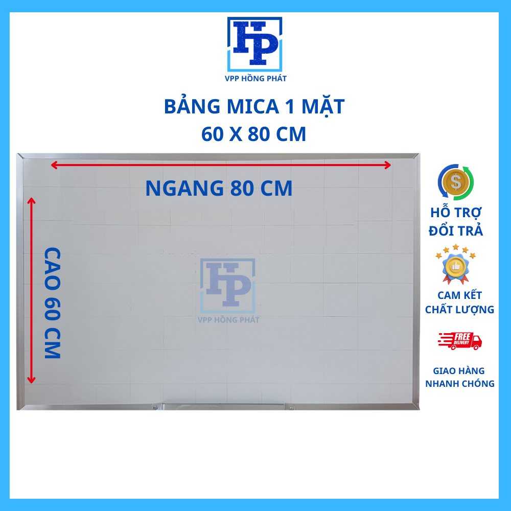 Bảng Viết Bút Lông Bảng Trắng Viết Bút Lông Treo Tường SIZE 60x80 cm - Bảng Mica Trắng Viết Bút Lông vpp hồng phát