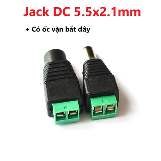 Đầu DC đực cái có ốc 5.5x2.1mm không dây, jack nối nguồn DC cho đèn Led, camera
