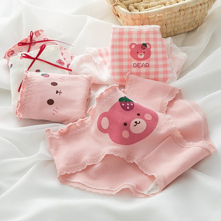 Combo 5 quần lót học sinh cotton. quần lót cho bé gái in hình gấu kute size m,l từ 35-55kg