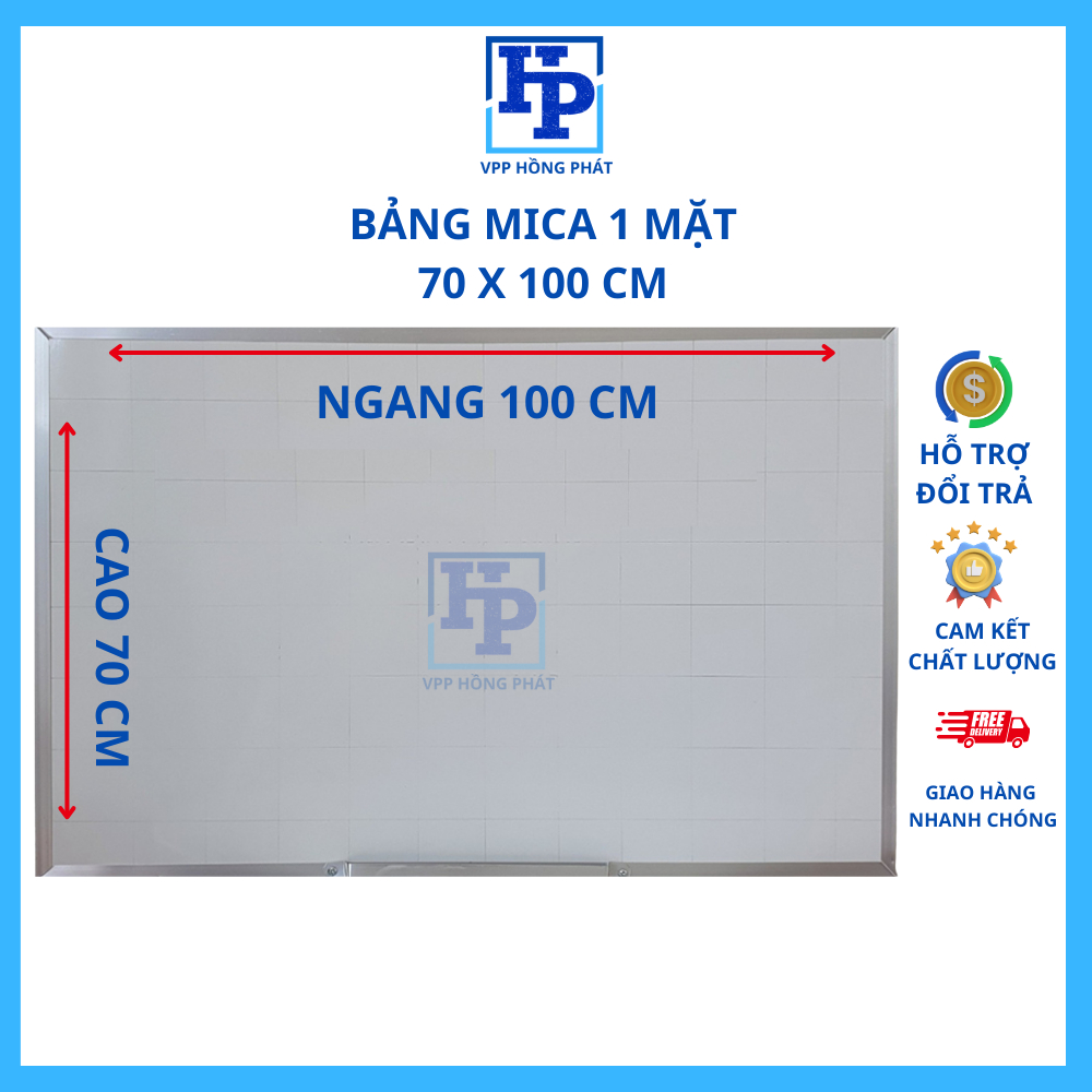 Bảng Viết Bút Lông Bảng Trắng Viết Bút Lông Treo Tường SIZE 70x100 cm - Bảng Mica Trắng vpp hồng phát