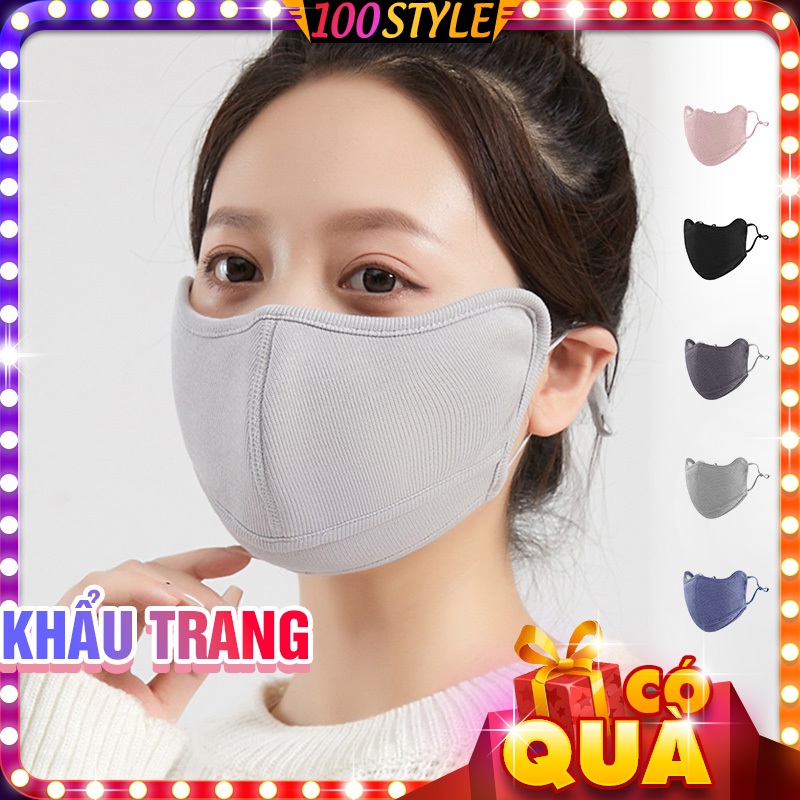 Khẩu Trang Vải V-Shape Dày Ấm Chống Nắng UV Chống