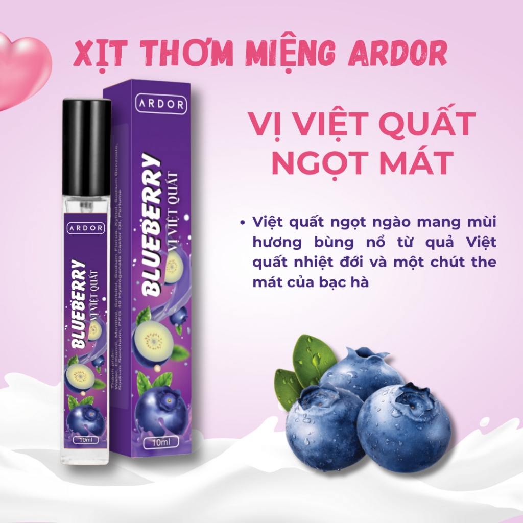 Xịt Thơm Miệng Vị Đào Kissing Spray ARDOR Sịt Miệng Nam Nữ Hương Trái Cây Kẹo Ngọt The Mát Vị Bạc Hà Chai 10ml