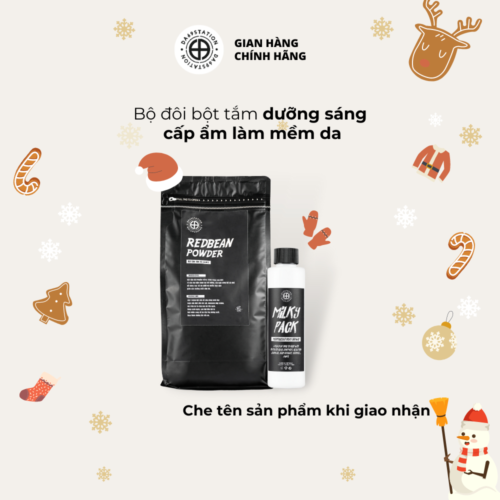 REDBEAN + MILKY: bột tắm dưỡng trắng handmade