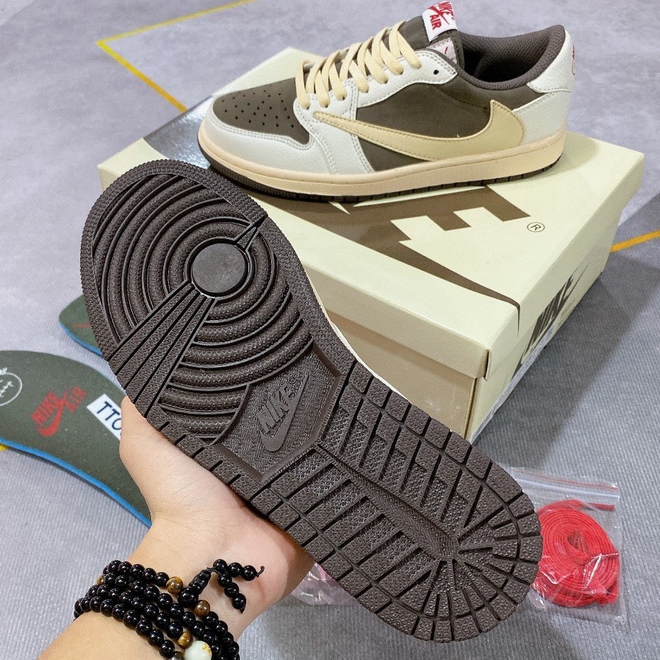 Giày thể thao Jordan 1 Low 'Travis Scott Reverse Mocha', giày nam nữ JD cổ thấp Travis Scott Nâu Trắng bản Best full PK