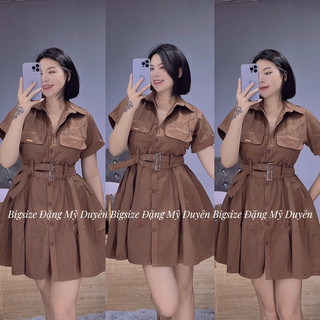 Đầm kaki sơmi kèm đai ảnh chụp thật