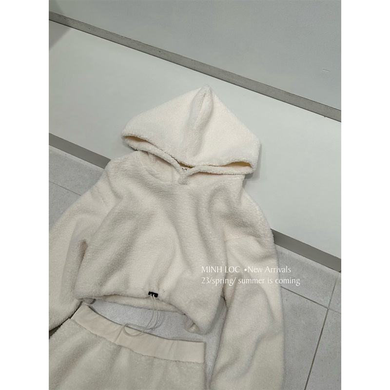 Set áo hoodie bông mix chân váy