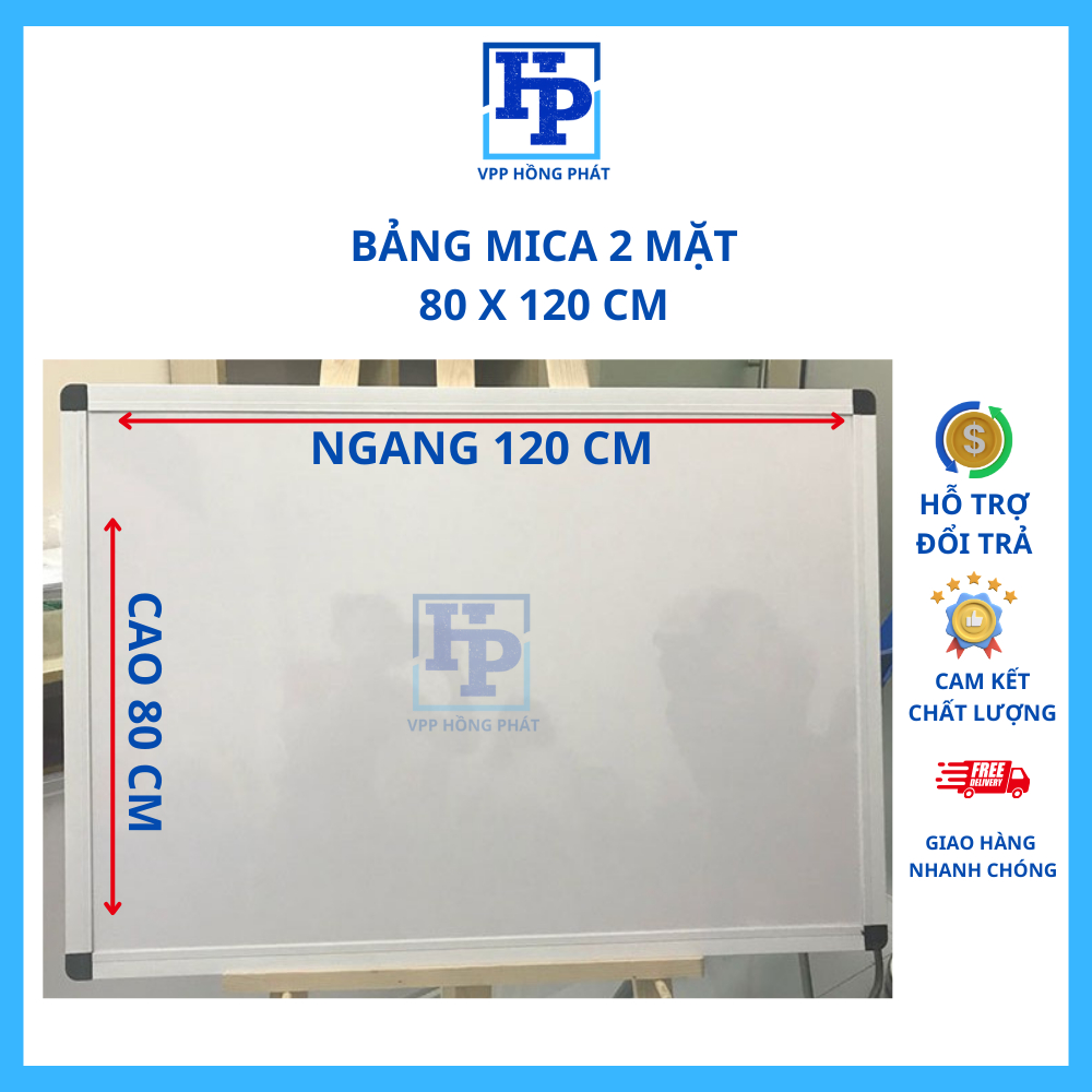 Bảng Viết Bút Lông 2 mặt 80 x 120cm - bảng treo tường - Bảng Mica Trắng vpp-hồng phát