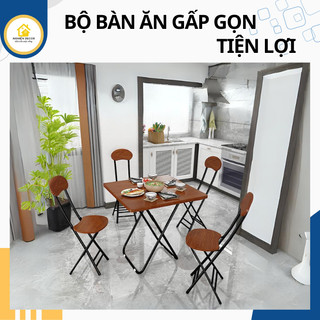 Bộ bàn gia đình 4 người, bàn ăn gấp gọn đa năng, bộ bàn ăn