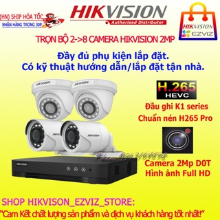 Trọn bộ Camera HIKVISION 2Mp full HD, đầy đủ phụ kiện lắp đặt, hàng chính hãng