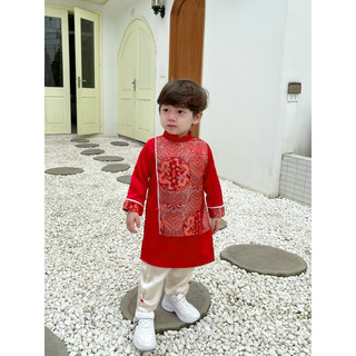 [VOUCHER 50K] Áo dài phối gấm rồng cho bé trai