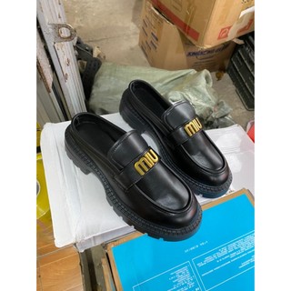 giày sục miu da lỳ, da bóng đế cao 5cm