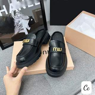 giày sục miu da lỳ, da bóng đế cao 5cm