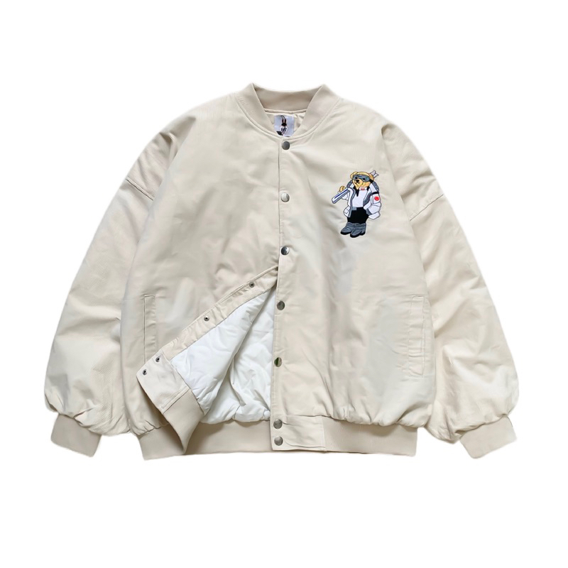 Áo khoác bomber bóng chày trần bông BEAR IN SS