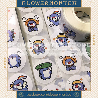 Set 90 Sticker Tròn - Cá Mập Xanh Cute