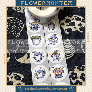 Set 90 Sticker Tròn - Cá Mập Xanh Cute
