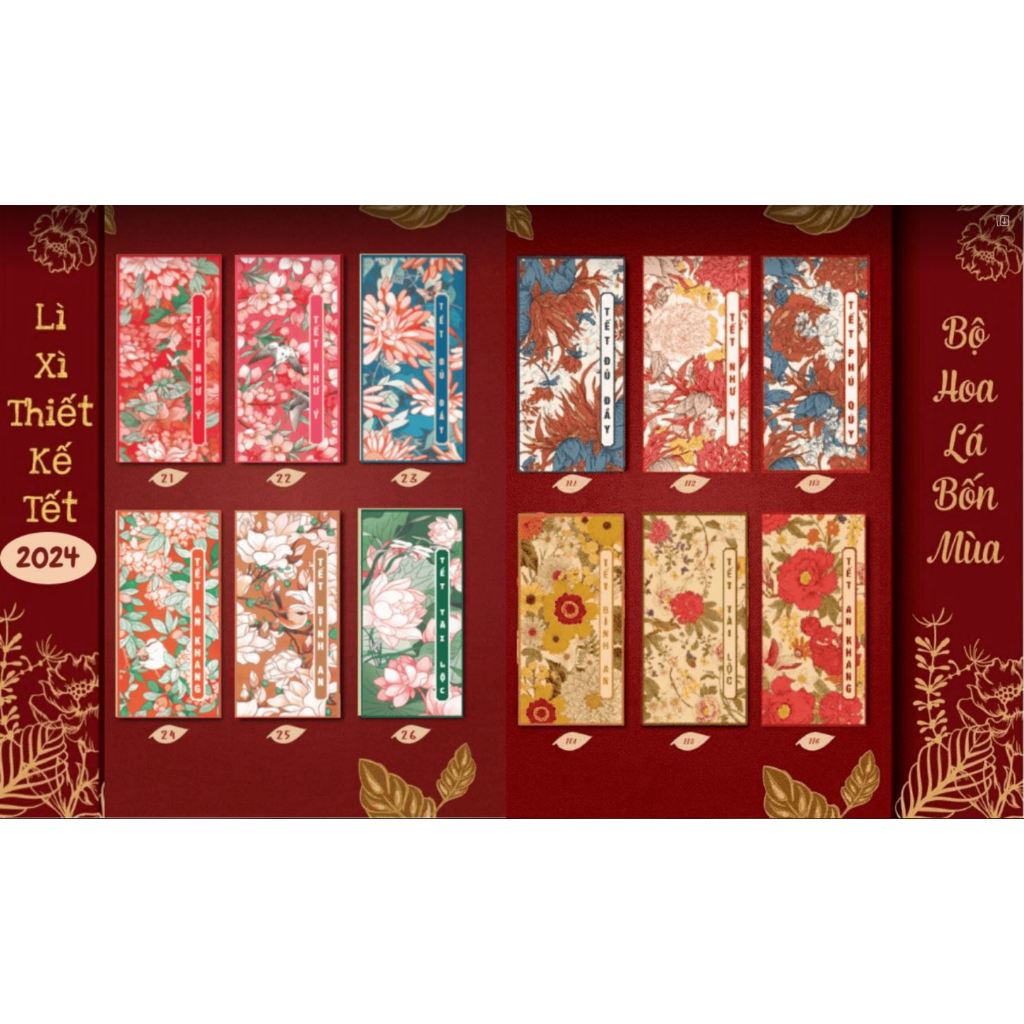 Bao lì xì tết 2024 Combo 50 lì xì tết đẹp độc lạ theo yêu cầu
