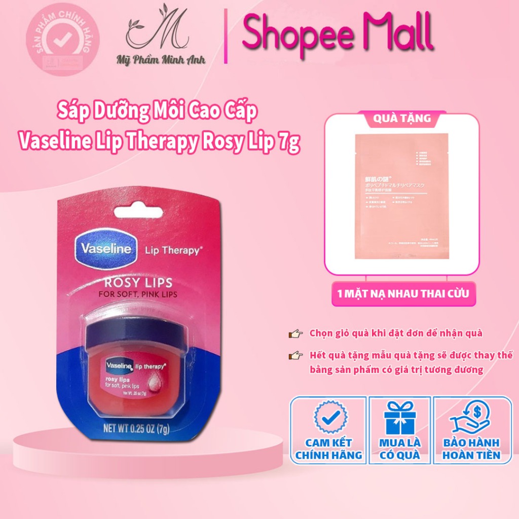 Sáp Dưỡng Môi Cao Cấp Vaseline Lip Therapy Rosy Lip 7g Giữ Ẩm và Làm Hồng Môi