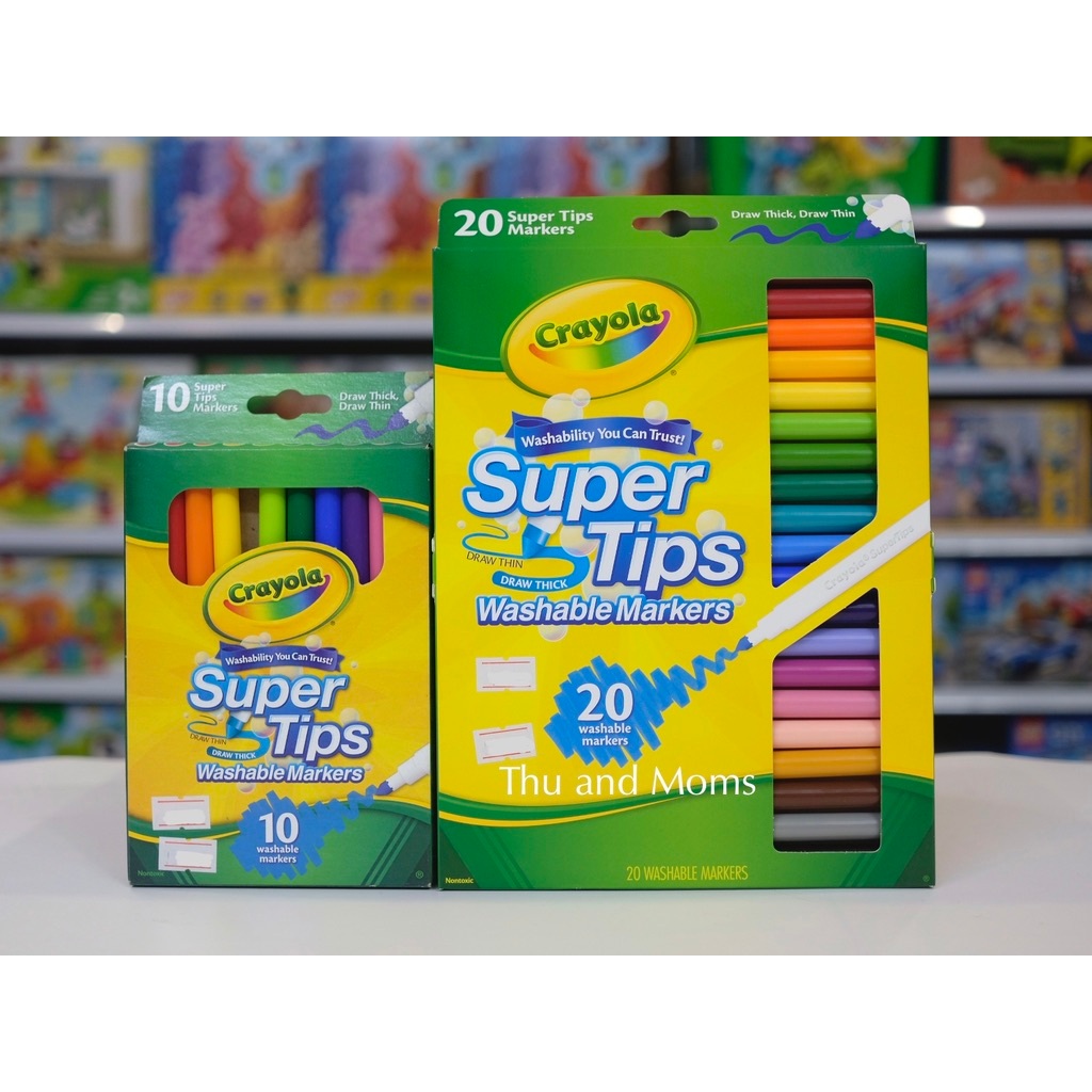 Bút lông Crayola Super Tips (Mỹ) nét thanh nét đậm tẩy rửa được 10 màu - 20 màu - 50 màu - Supertips - bút dạ - bút màu