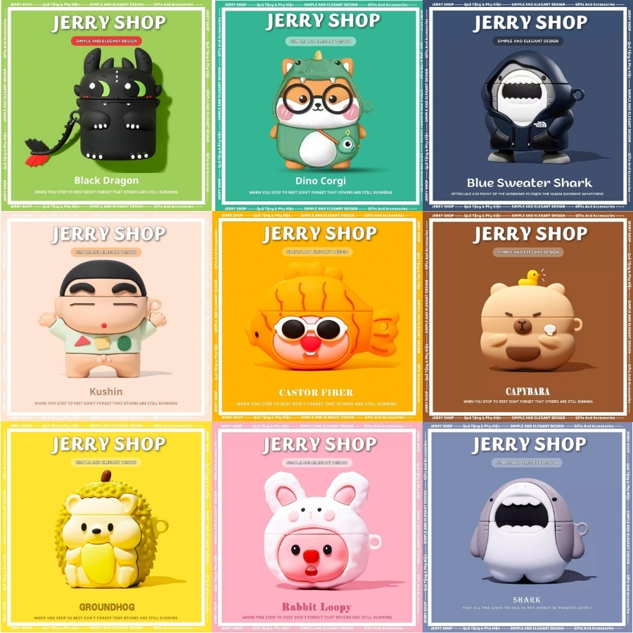 Vỏ ốp case airpods 1 2 3 pro và pro 2, case bảo vệ hộp sạc ốp tai nghe vỏ airpod không dây bluetooth - Jerry Shop
