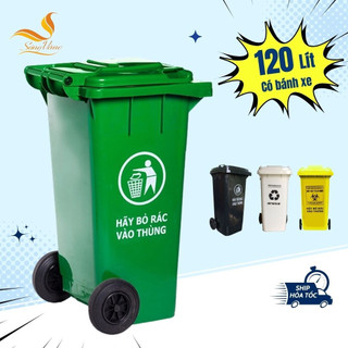 Thùng rác y tế, thùng rác công cộng loại 120L (4 màu xanh, vàng, đen, trắng)