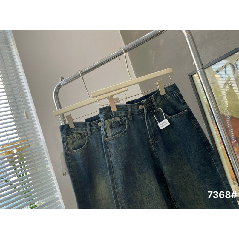 Quần jean suông mài hãng Kani Quảng Châu mã 7368# màu trầm cổ điển