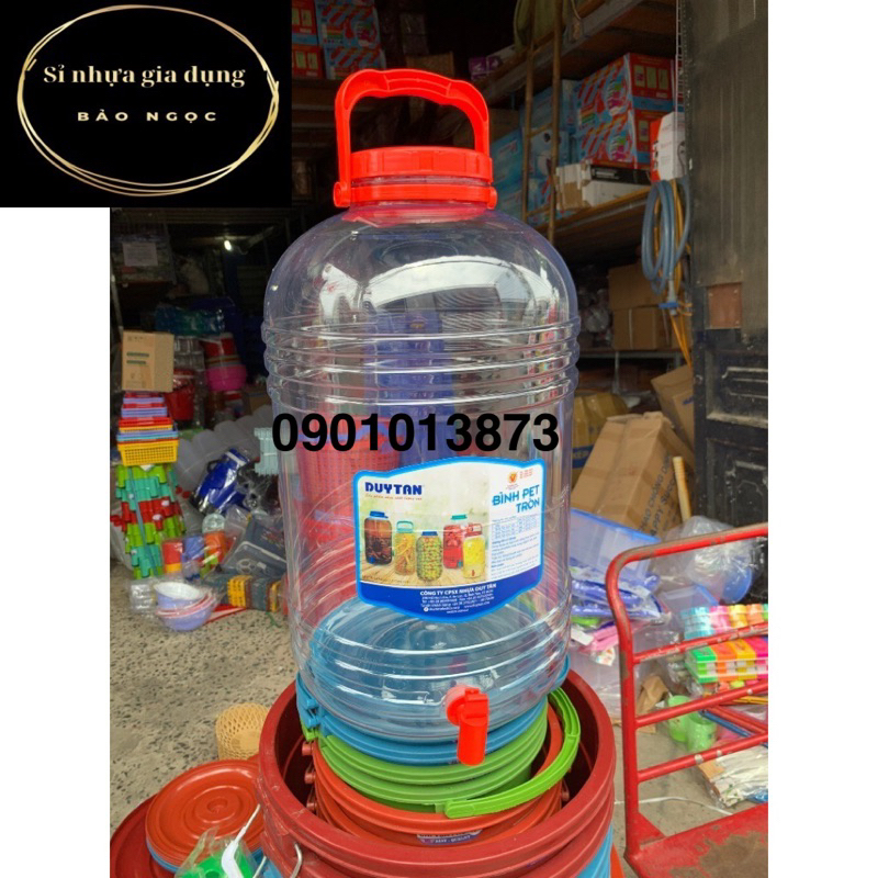 Bình Pet Duy Tân Tròn Đựng Nước Uống 10 Lít, 15 Lít, 20 Lít ( Có Vòi)