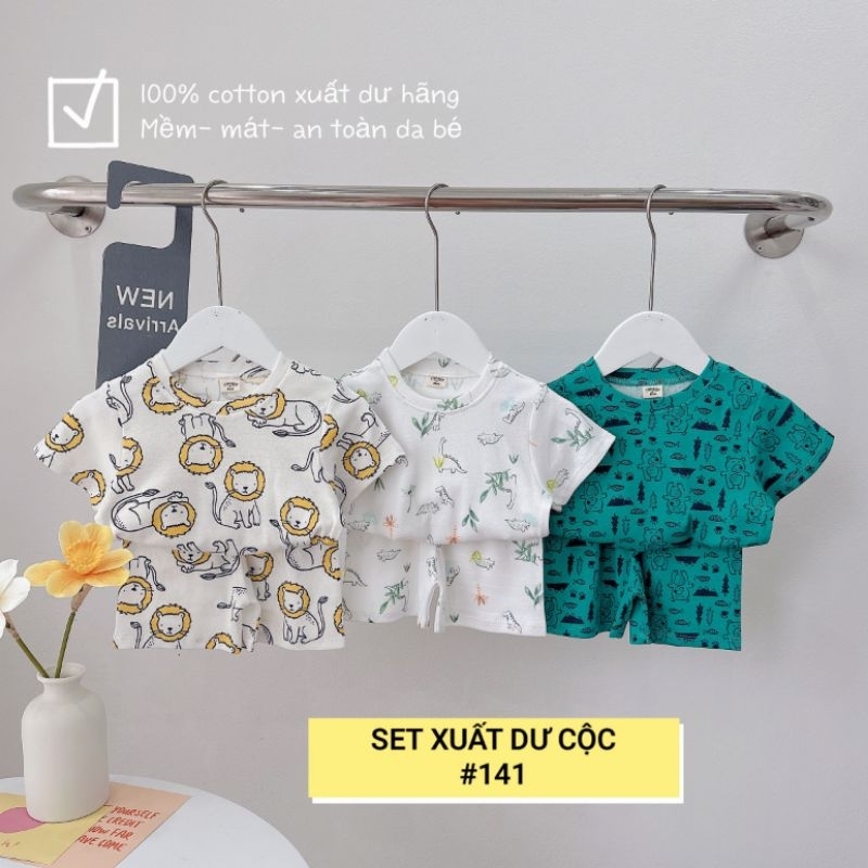 Set 3 bộ Cotton xuất dư cho bé trai- Bộ cotton cộc tay mùa hè
