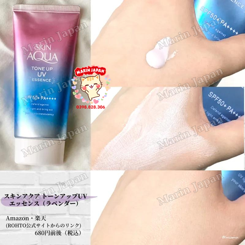 Kem Chống Nắng Skin Aqua Tone Up UV Lavender 80gr Nội Địa Nhật Bản SPF 50+ PA++++ - Dưỡng Ẩm Nâng Tone Sáng Hồng - Bill