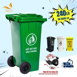 Thùng rác y tế, thùng rác công cộng có bánh xe 240 lít