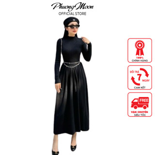  Váy len body nữ dáng xòe PHUONGMOON chất len cotton dày dặn loại 1 