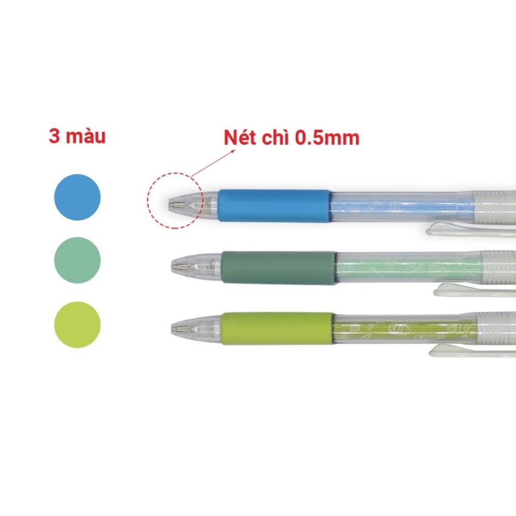 Bút chì kim bấm học sinh Hồng Hà - ngòi 0.5mm có đệm tay bảo vệ dùng cho học sinh - 3520