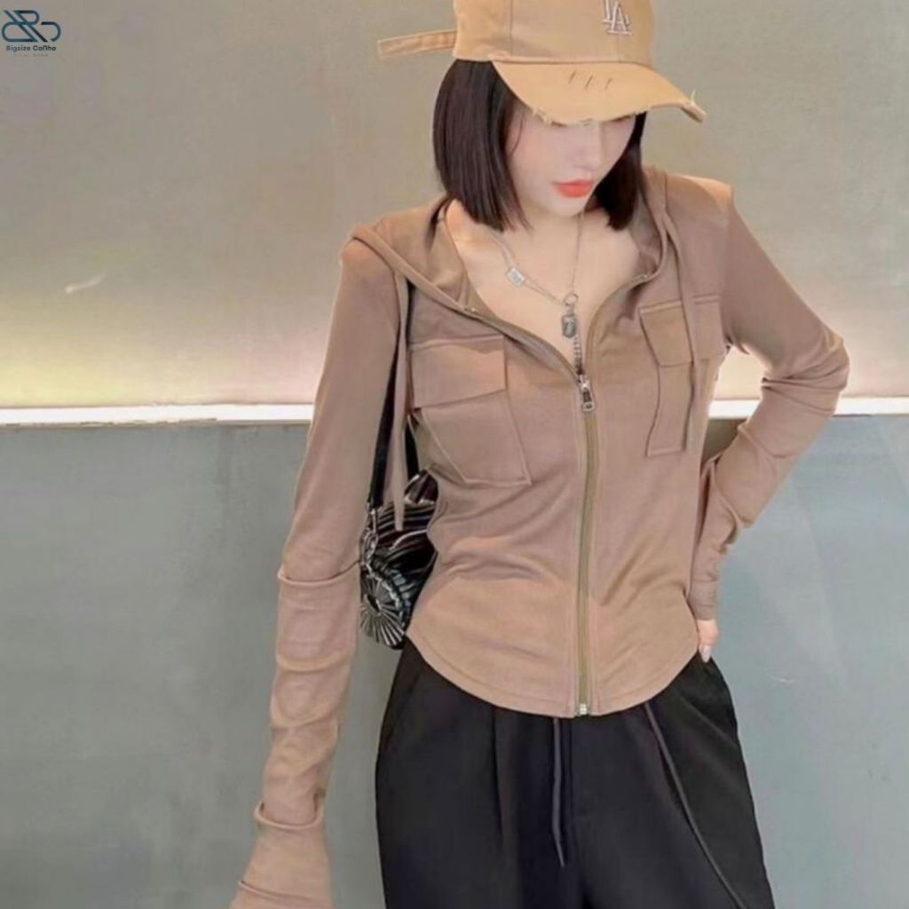 Áo Khoác Ngoài Bigsize Cô Nhỏ Dễ Mix Đồ Có Nón Rộng Dãi Cách Điệu Vải Thun Gân G18