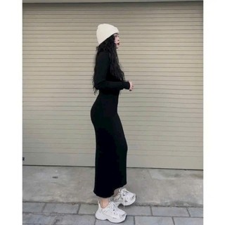 Đầm body dự tiệc basic phôm dài thu đông vải len tăm xịn sò